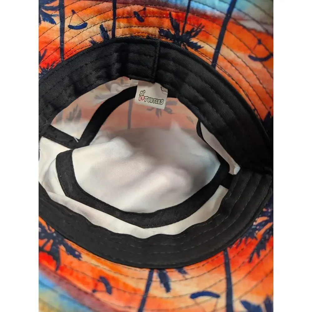 Jamaican Good Vibes Orange Sunset Tie Dye Bucket Hat UV Casual 69 Turtles Brand